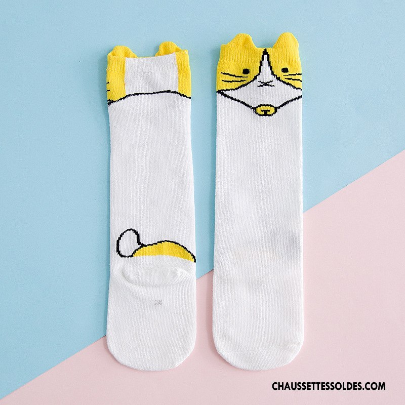 Chaussettes Mi Hautes Fille Bébé Chat Charmant Bouche Libre Milieu Enfant Gris