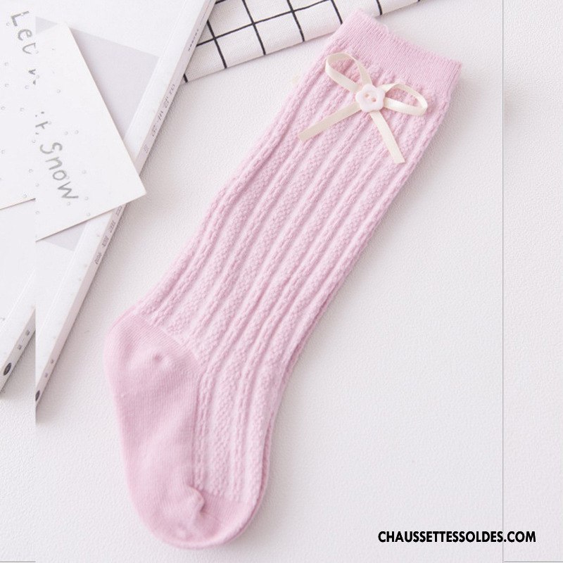 Chaussettes Mi Hautes Fille Bébé Enfant Bouche Libre Milieu Mode Femme Pure Rose