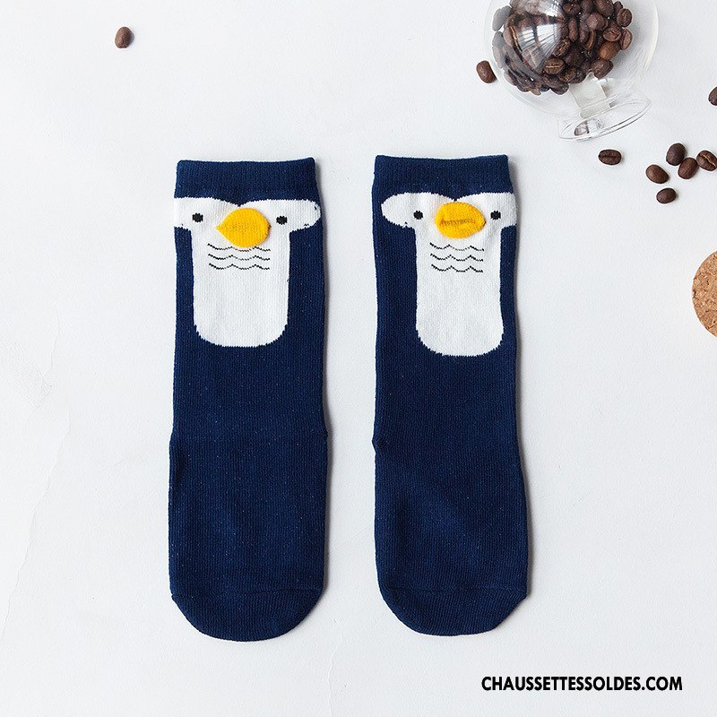 Chaussettes Mi Hautes Fille Bébé L'automne Printemps Milieu Chaussettes En Coton Enfant Bleu