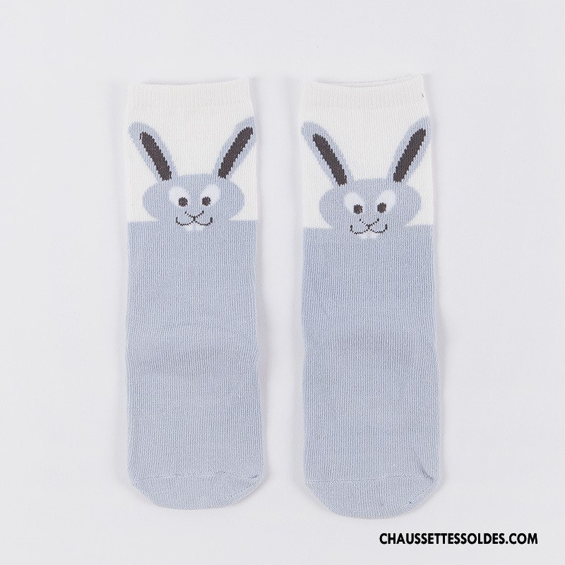 Chaussettes Mi Hautes Fille Bébé L'automne Printemps Milieu Chaussettes En Coton Enfant Bleu