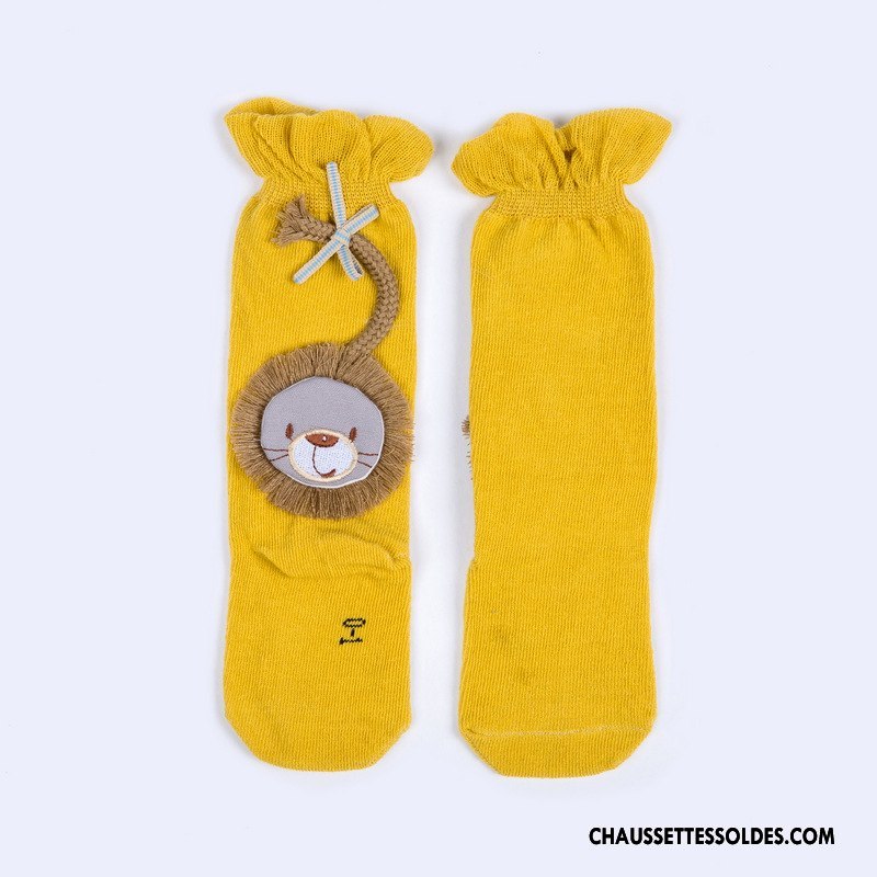 Chaussettes Mi Hautes Fille Bébé Le Nouveau Antidérapant Milieu Petit Lion Jaune