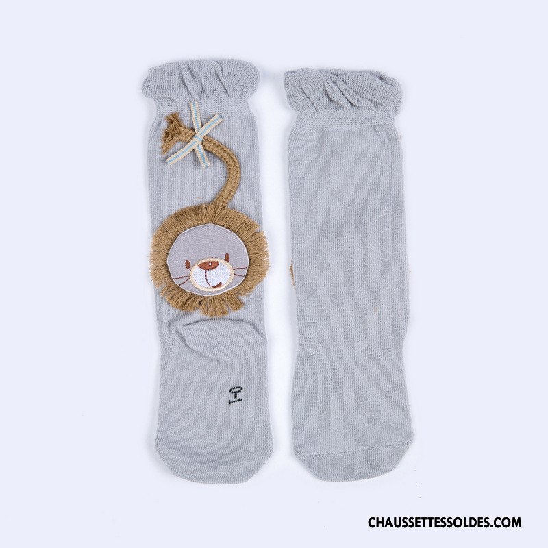 Chaussettes Mi Hautes Fille Bébé Le Nouveau Antidérapant Milieu Petit Lion Jaune