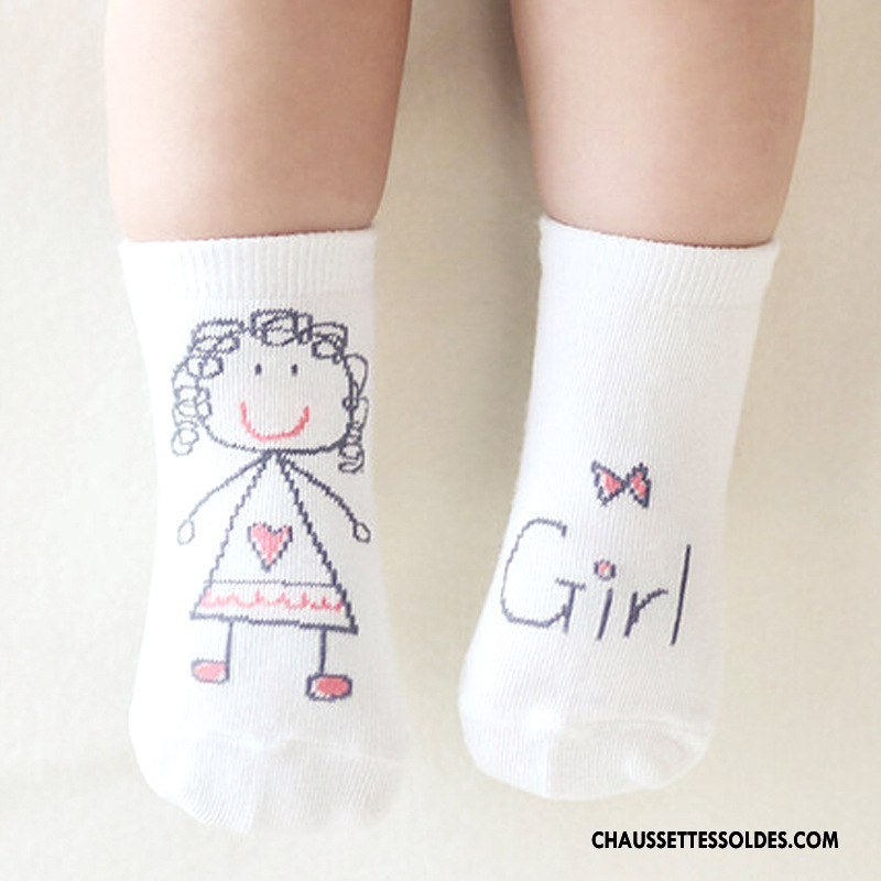Chaussettes Mi Hautes Fille Bébé Légère Dessin Animé Le Nouveau Enfant Asymétrie Blanc