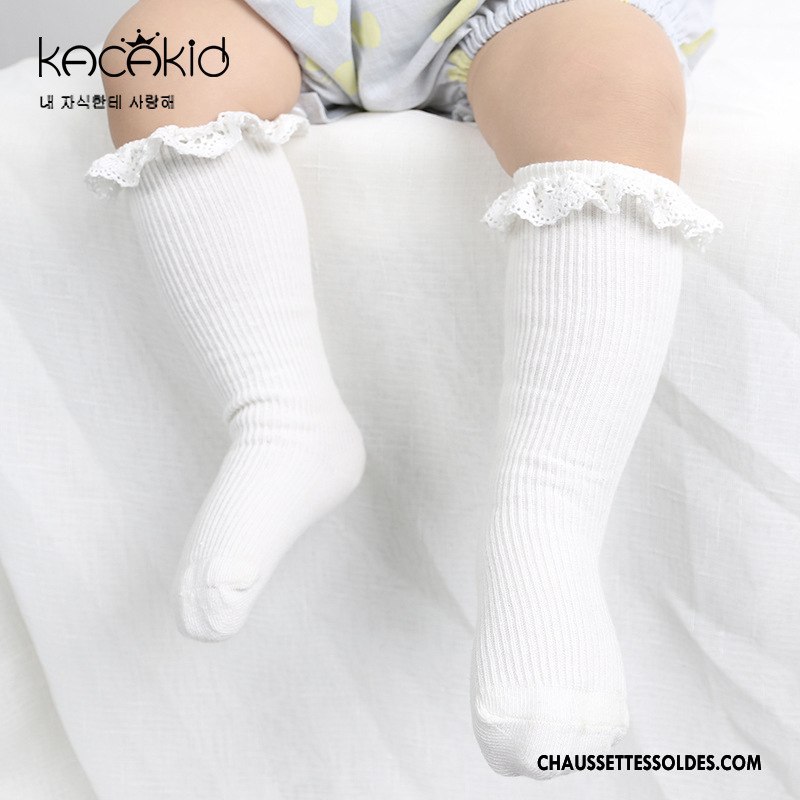 Chaussettes Mi Hautes Fille Bébé Milieu L'automne Doux Rayé Enfant Rose