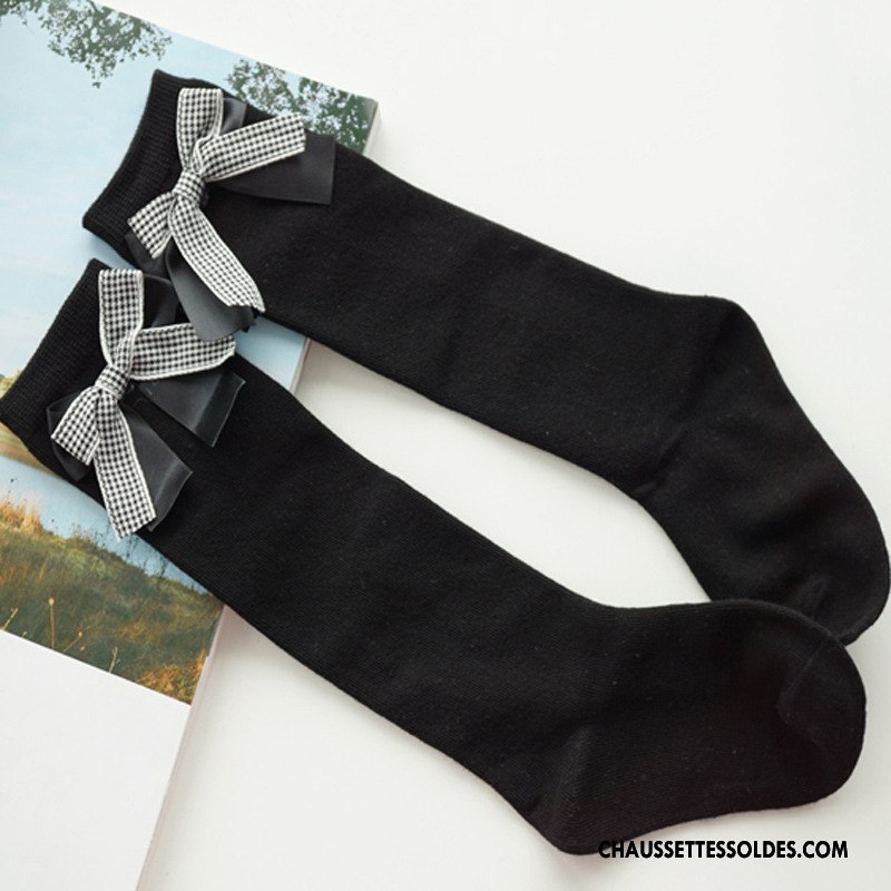 Chaussettes Mi Hautes Fille Bébé Milieu Printemps Papillon Mode Doux Noir