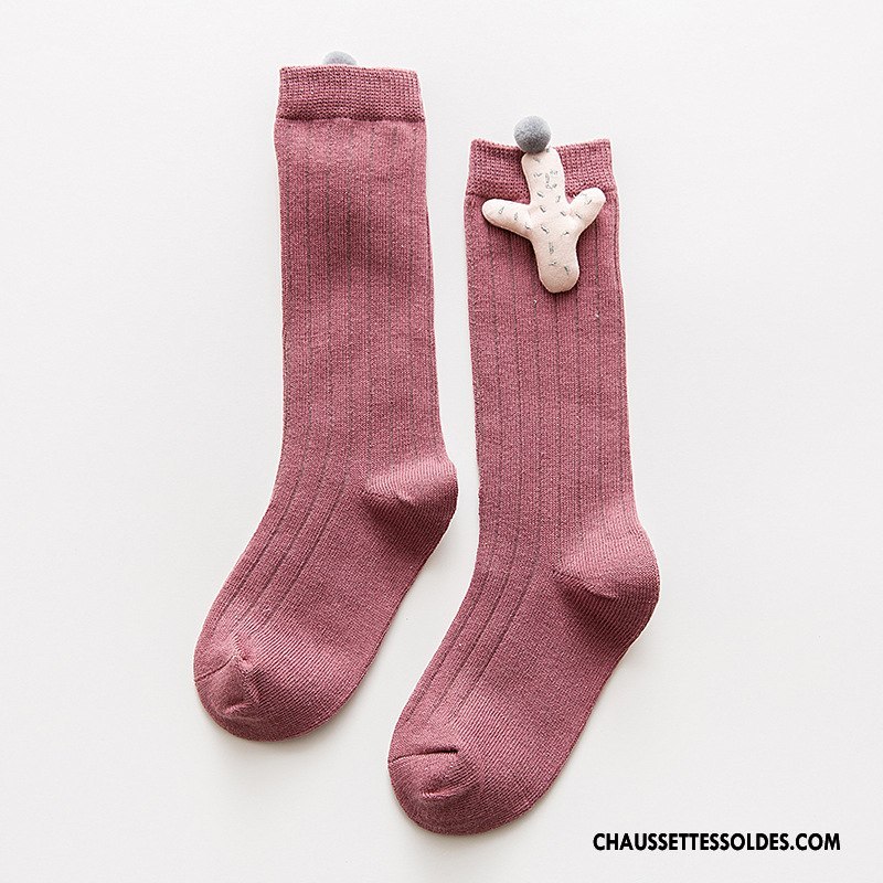 Chaussettes Mi Hautes Fille Bébé Printemps Milieu Nouvelles Arrivées Dessin Animé 100% Coton Orange