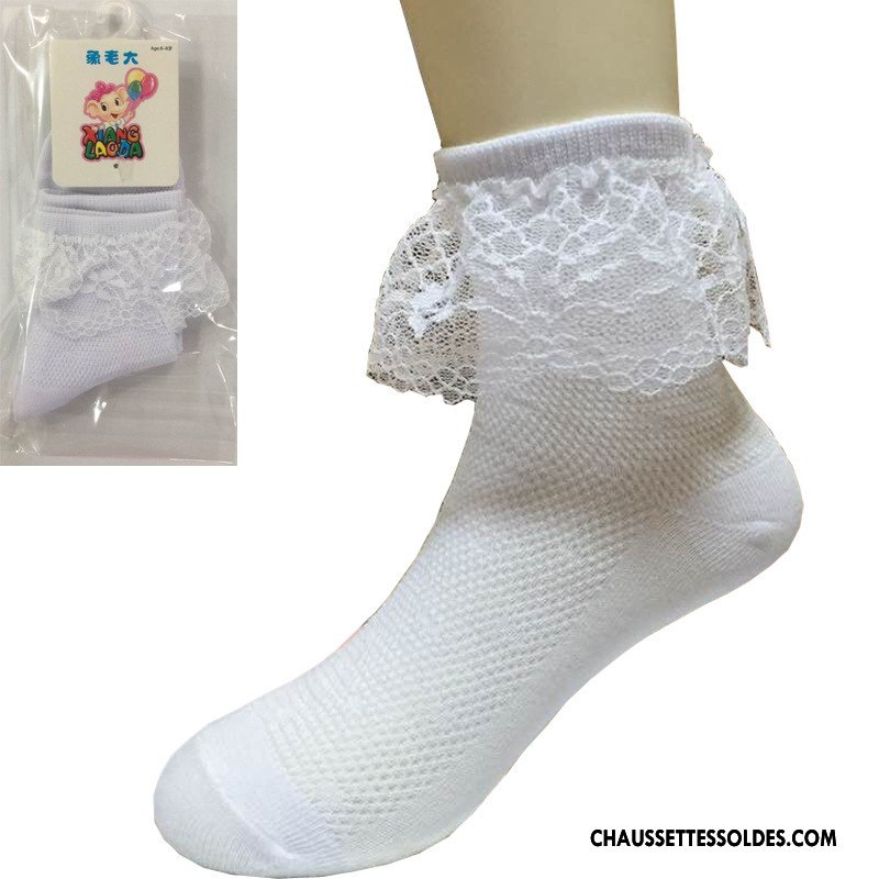 Chaussettes Mi Hautes Fille Bébé Élève Femme Chaussettes En Coton Cuisse Fishnet Dentelle Blanc Rose