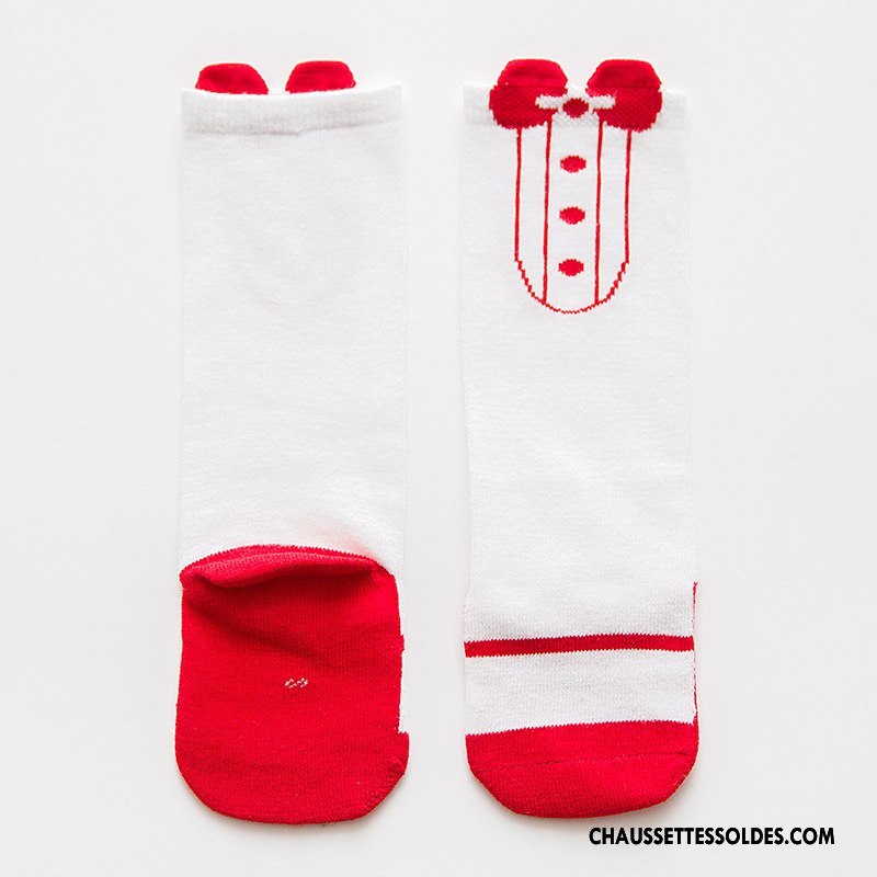 Chaussettes Mi Hautes Fille Charmant Dessin Animé Dimensionnel Bébé Enfant Milieu Rose