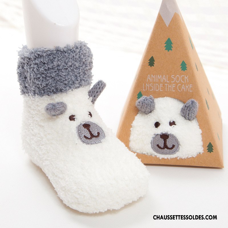 Chaussettes Mi Hautes Fille Chaussette Courte Antidérapant Homme Femme Bébé Hiver Marron