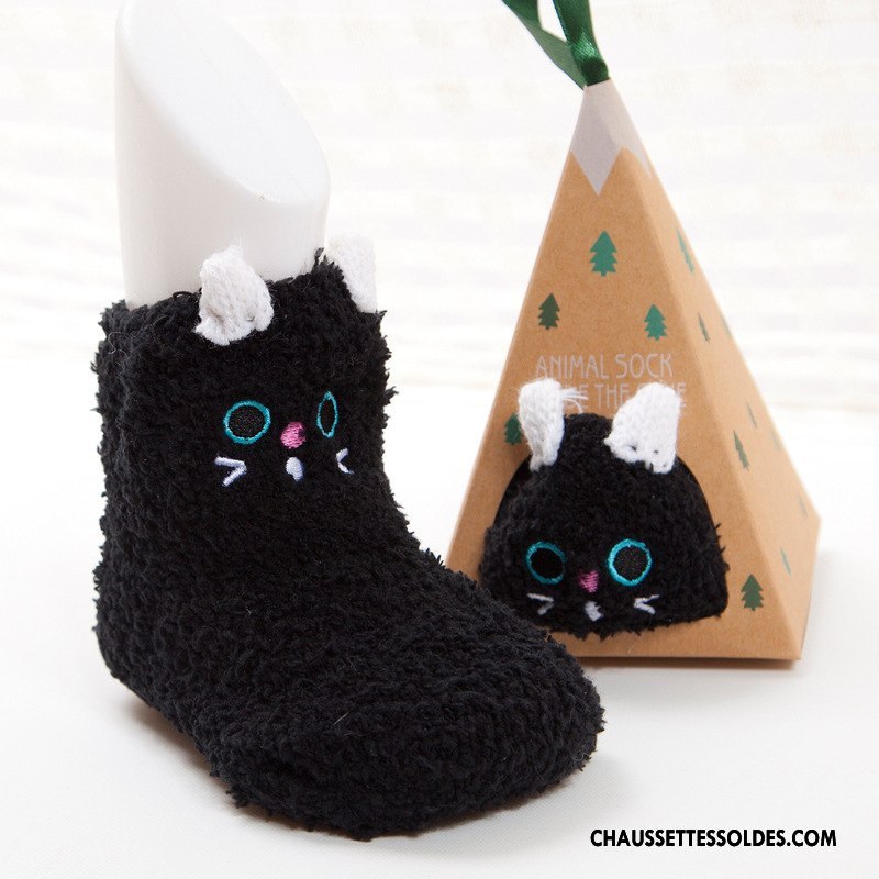 Chaussettes Mi Hautes Fille Chaussette Courte Antidérapant Homme Femme Bébé Hiver Marron