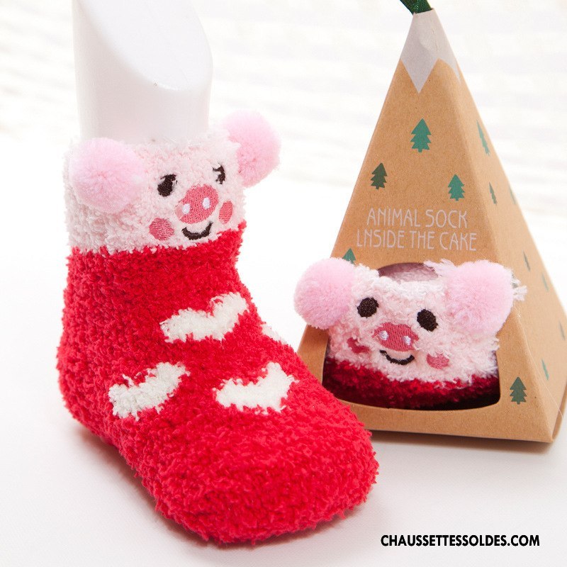 Chaussettes Mi Hautes Fille Chaussette Courte Antidérapant Homme Femme Bébé Hiver Marron