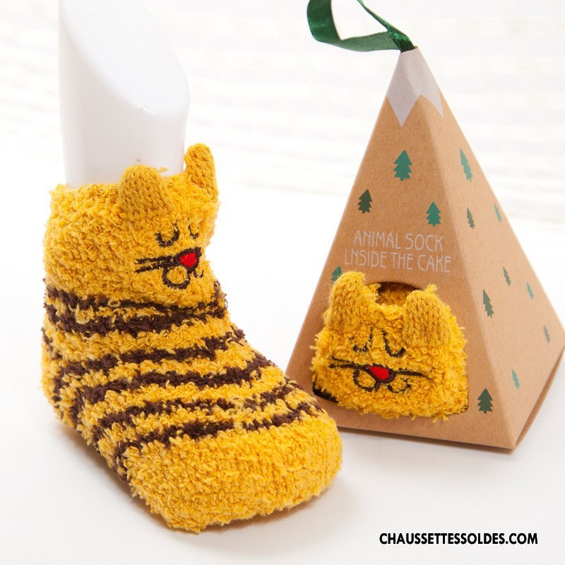 Chaussettes Mi Hautes Fille Chaussette Courte Antidérapant Homme Femme Bébé Hiver Marron
