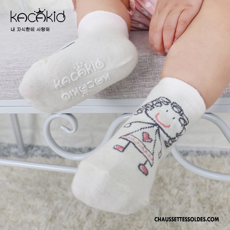 Chaussettes Mi Hautes Fille Chaussette Courte Asymétrie L'automne Antidérapant Enfant Charmant Blanc