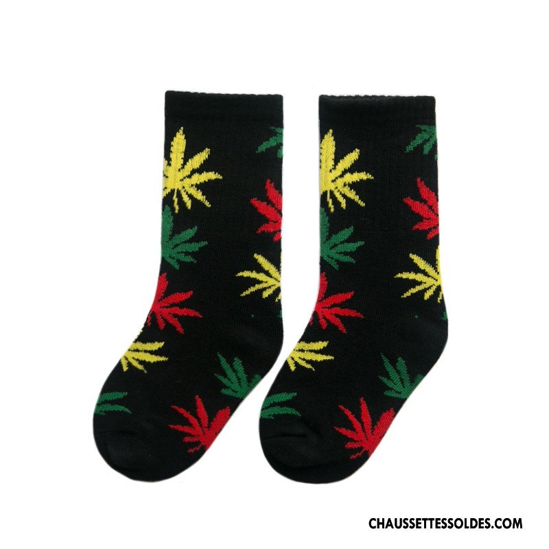 Chaussettes Mi Hautes Fille Chaussette Courte Casual Enfant Hiver Printemps Matelassé Coloré Noir