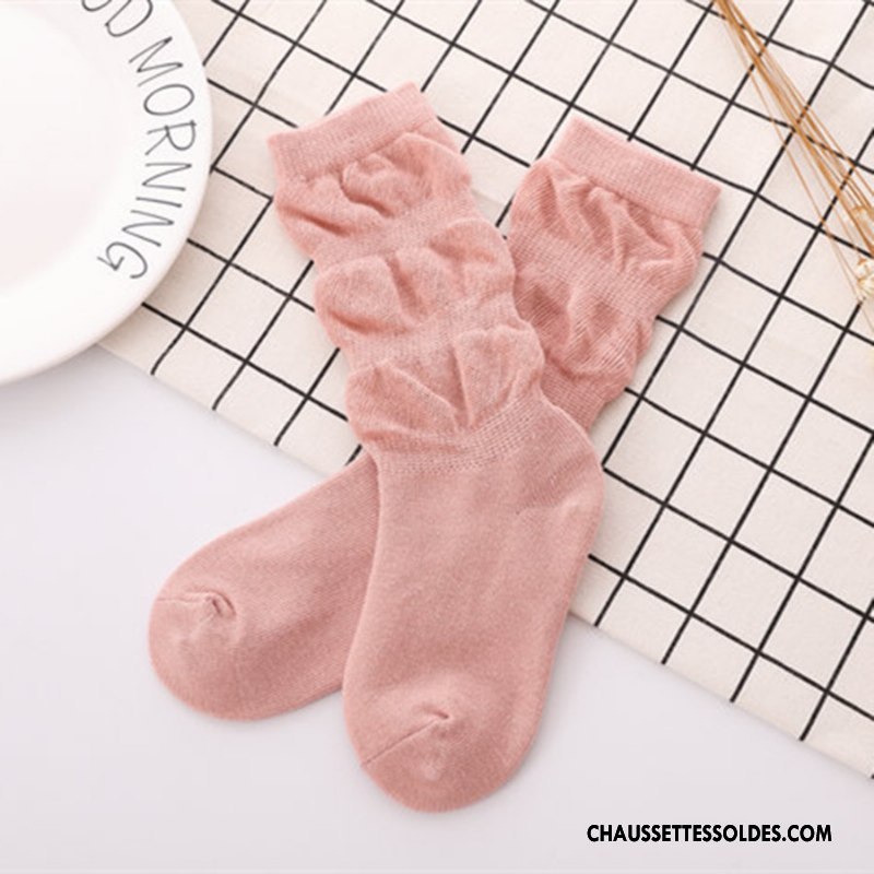 Chaussettes Mi Hautes Fille Chaussettes En Coton Le Nouveau Bulle Milieu Enfant L'automne Pure Blanc