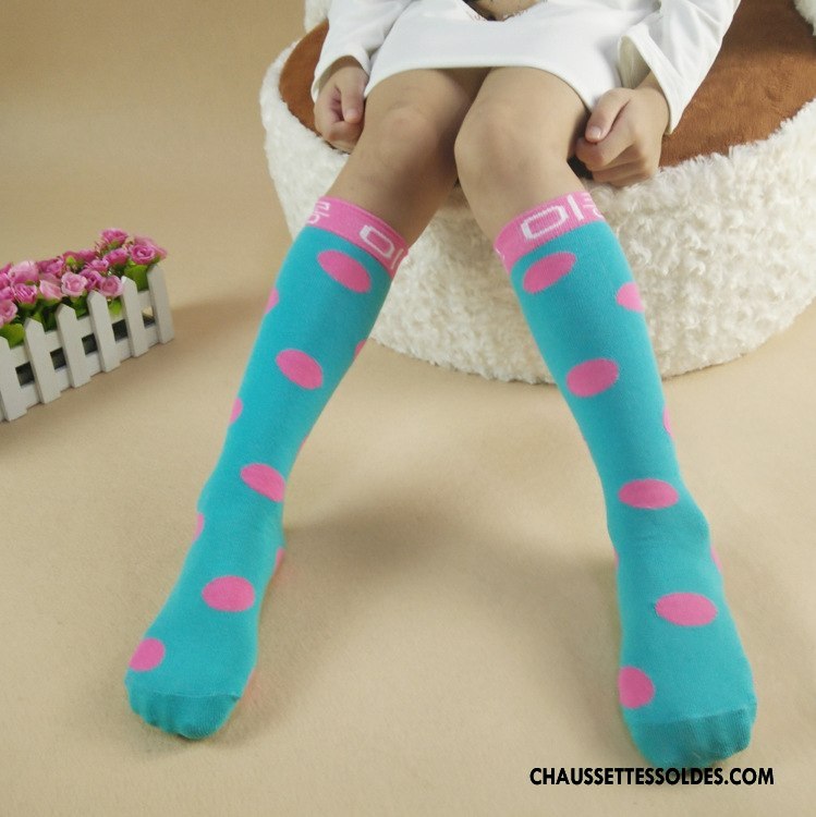 Chaussettes Mi Hautes Fille Coton Bio Long Stock Petit Femme Enfant Point D'onde Rose