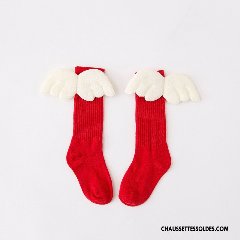 Chaussettes Mi Hautes Fille Créatif Hiver Bébé Matelassé Enfant Aile Rouge
