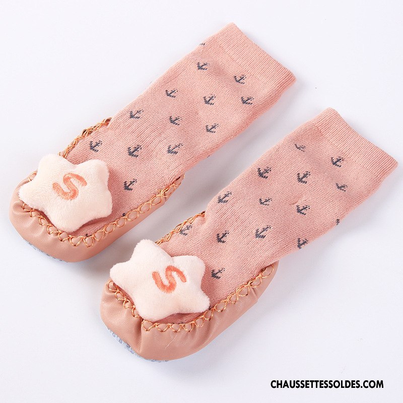 Chaussettes Mi Hautes Fille Cuir Antidérapant Bébé Enfant L'automne Dessin Animé
