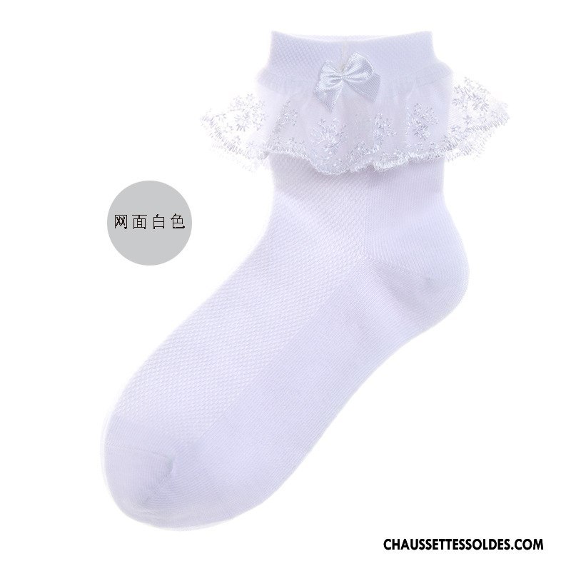 Chaussettes Mi Hautes Fille Dentelle Charmant 100% Coton Femme Princesse Courte Pure Rose