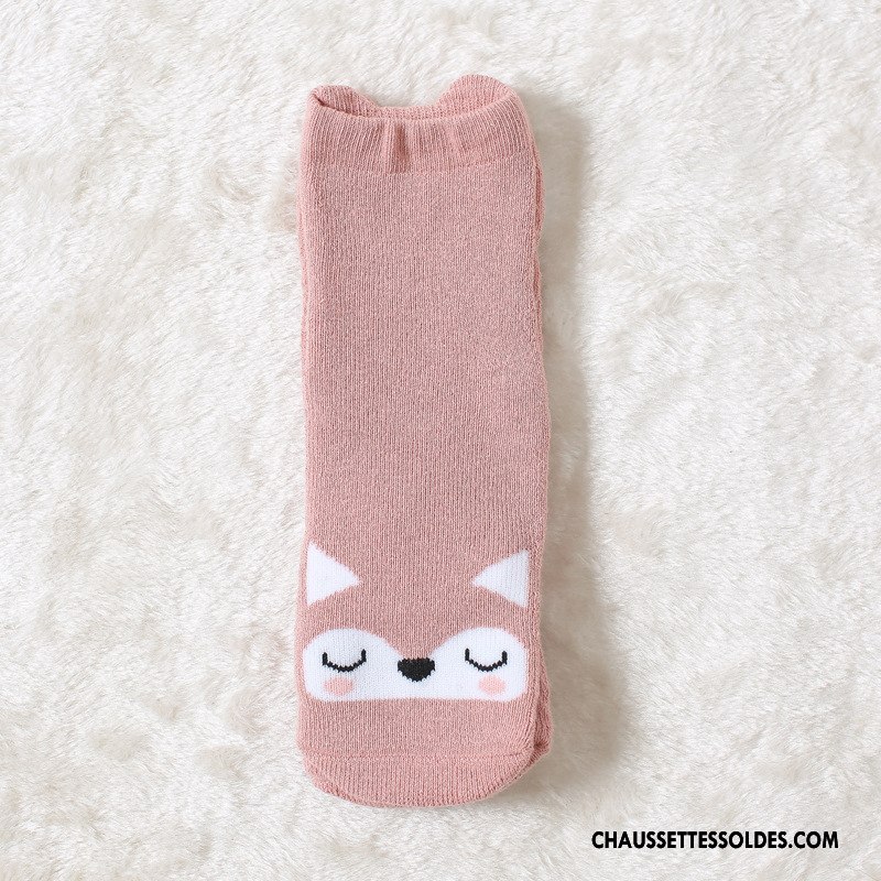 Chaussettes Mi Hautes Fille Dessin Animé Dimensionnel Thermiques Renforcé Terry Hiver Rose
