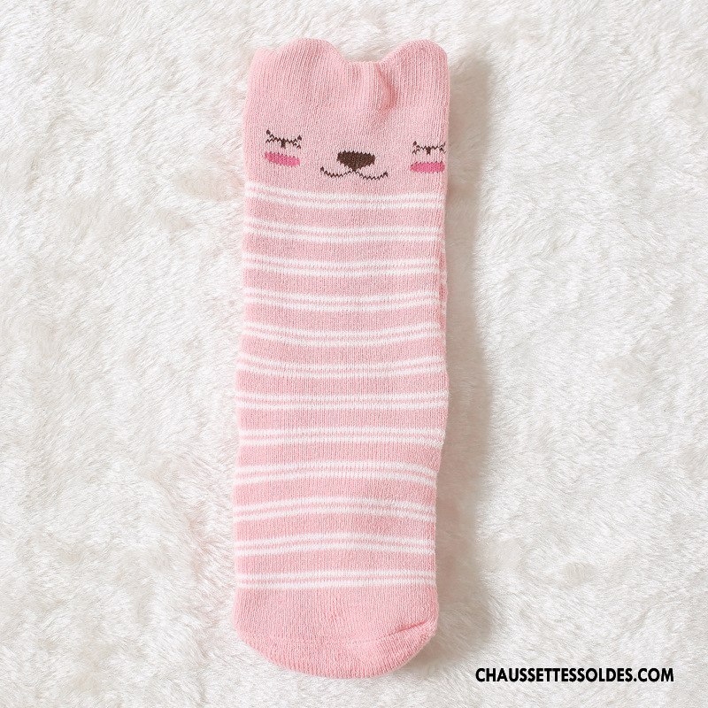 Chaussettes Mi Hautes Fille Dessin Animé Dimensionnel Thermiques Renforcé Terry Hiver Rose