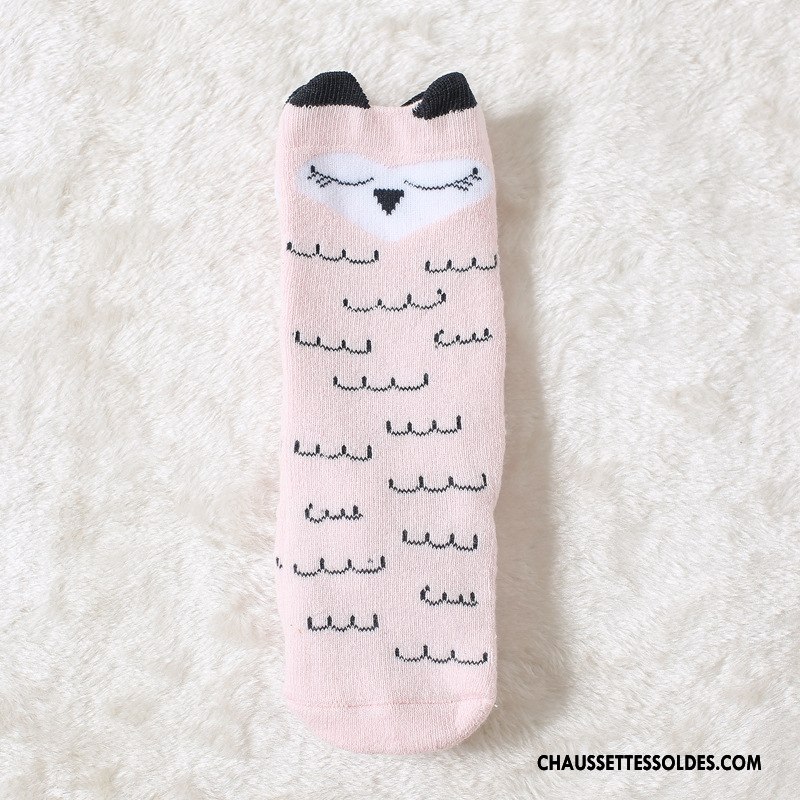 Chaussettes Mi Hautes Fille Dessin Animé Dimensionnel Thermiques Renforcé Terry Hiver Rose
