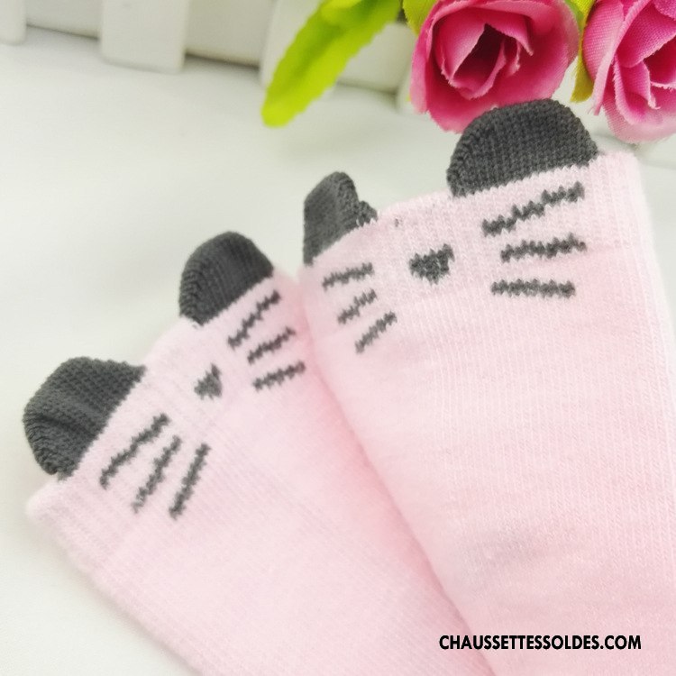 Chaussettes Mi Hautes Fille Dessin Animé Enfant Milieu Le Nouveau Bébé Dimensionnel Bordeaux