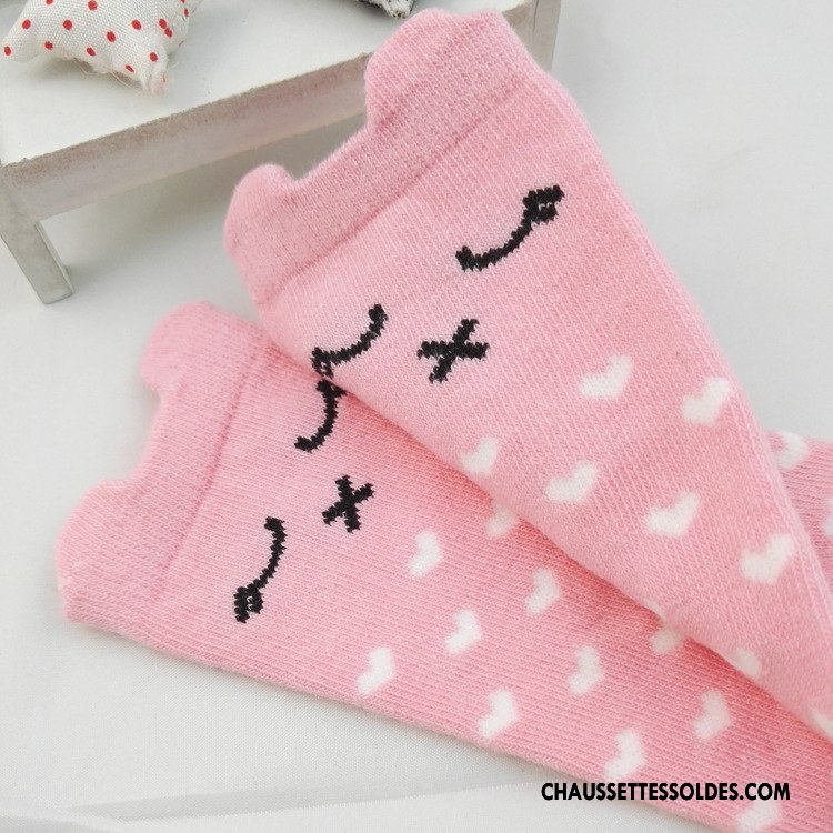 Chaussettes Mi Hautes Fille Dessin Animé Enfant Milieu Le Nouveau Bébé Dimensionnel Bordeaux