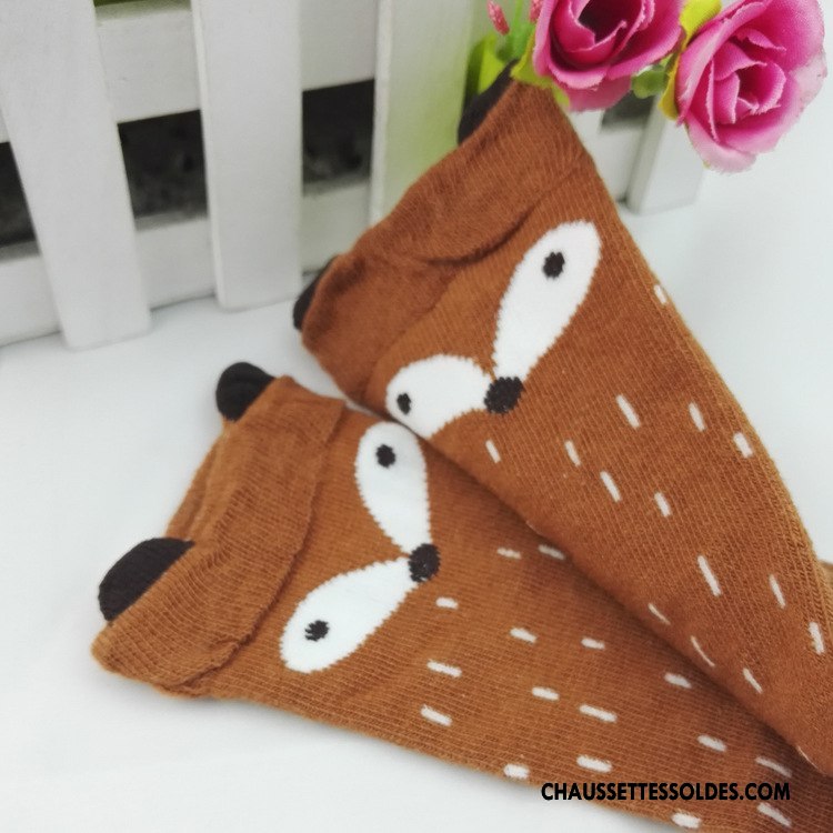 Chaussettes Mi Hautes Fille Dessin Animé Enfant Milieu Le Nouveau Bébé Dimensionnel Bordeaux