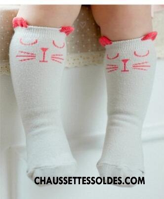 Chaussettes Mi Hautes Fille Dessin Animé Milieu 100% Coton Bébé Enfant Hiver Blanc