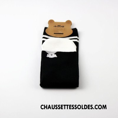 Chaussettes Mi Hautes Fille Dessin Animé Printemps Coton Bio Singe Enfant Charmant Noir