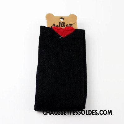 Chaussettes Mi Hautes Fille Dessin Animé Printemps Coton Bio Singe Enfant Charmant Noir
