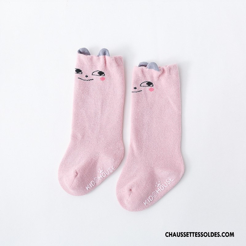 Chaussettes Mi Hautes Fille Dimensionnel Dessin Animé Printemps 100% Coton Bébé Enfant Rose