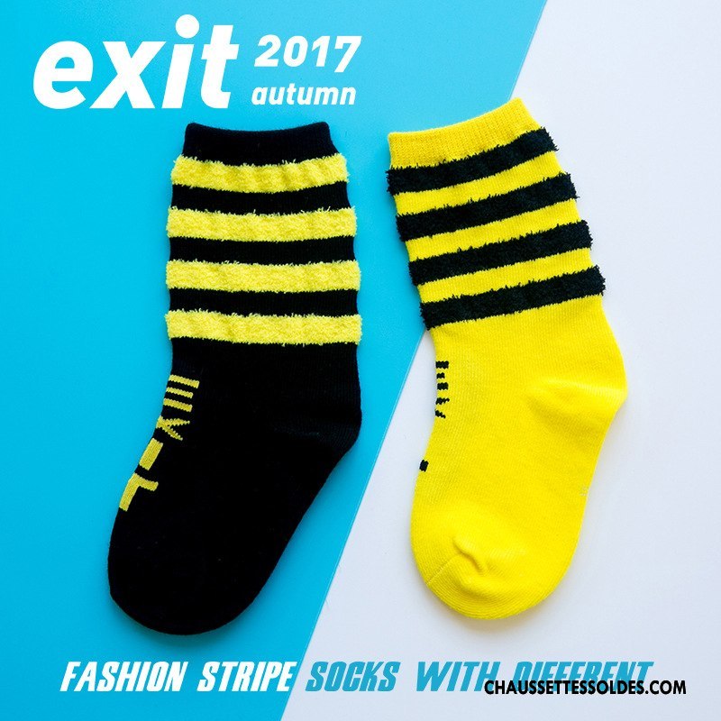 Chaussettes Mi Hautes Fille Désign Enfant Rayé Lettre Tendance 100% Coton Rouge