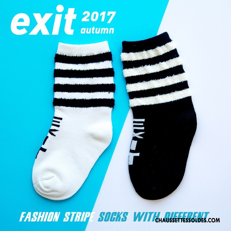 Chaussettes Mi Hautes Fille Désign Enfant Rayé Lettre Tendance 100% Coton Rouge