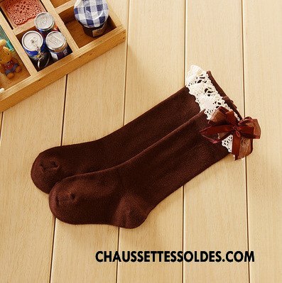 Chaussettes Mi Hautes Fille Enfant 100% Coton Papillon Princesse Femme Dentelle Rose