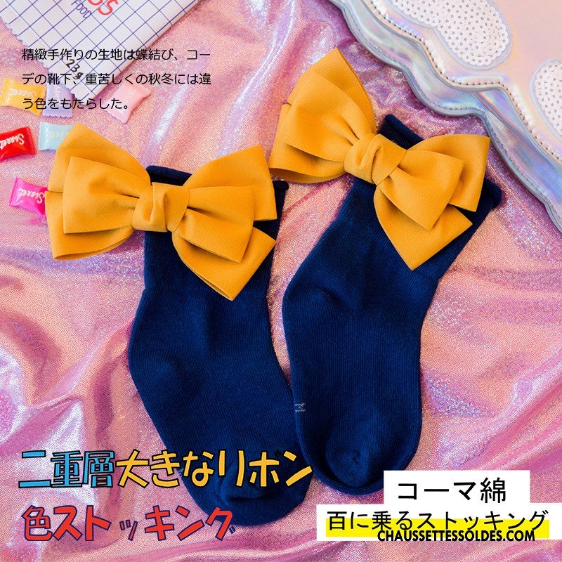 Chaussettes Mi Hautes Fille Enfant Chaussette Courte Original Papillon Désign 100% Coton Bleu Marin