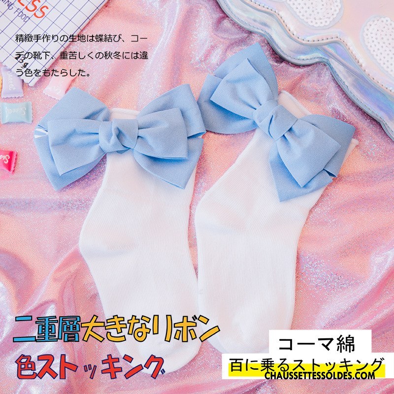 Chaussettes Mi Hautes Fille Enfant Chaussette Courte Original Papillon Désign 100% Coton Bleu Marin