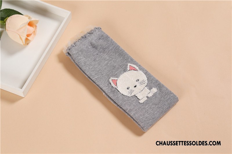 Chaussettes Mi Hautes Fille Enfant Dentelle Milieu Hiver L'automne Femme Gris