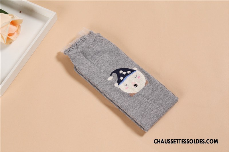 Chaussettes Mi Hautes Fille Enfant Dentelle Milieu Hiver L'automne Femme Gris