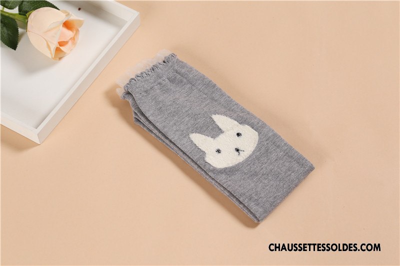 Chaussettes Mi Hautes Fille Enfant Dentelle Milieu Hiver L'automne Femme Gris
