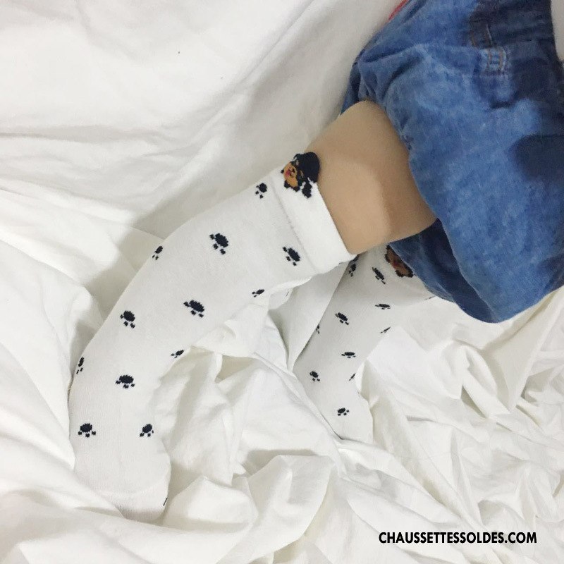 Chaussettes Mi Hautes Fille Enfant Femme Dessin Animé Homme Printemps L'automne Impression Blanc