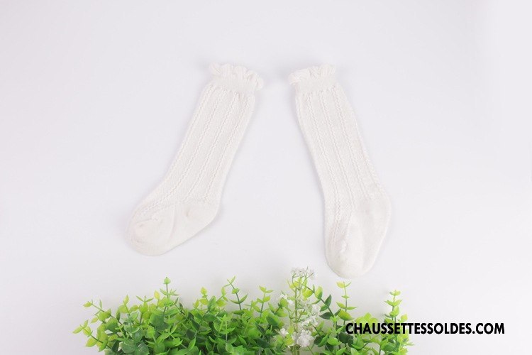 Chaussettes Mi Hautes Fille Enfant Femme Homme Printemps Fleurs Renforcé Pure Blanc