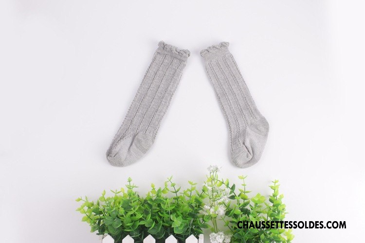 Chaussettes Mi Hautes Fille Enfant Femme Homme Printemps Fleurs Renforcé Pure Blanc