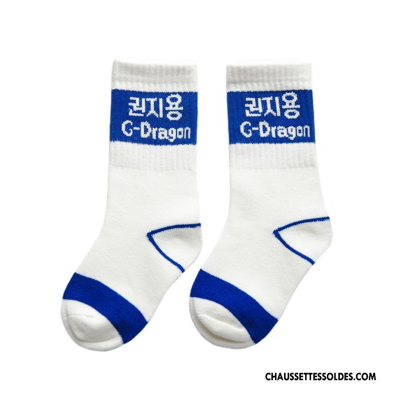 Chaussettes Mi Hautes Fille Enfant Hiver Tendance Mouvement Matelassé Personnalité Blanc