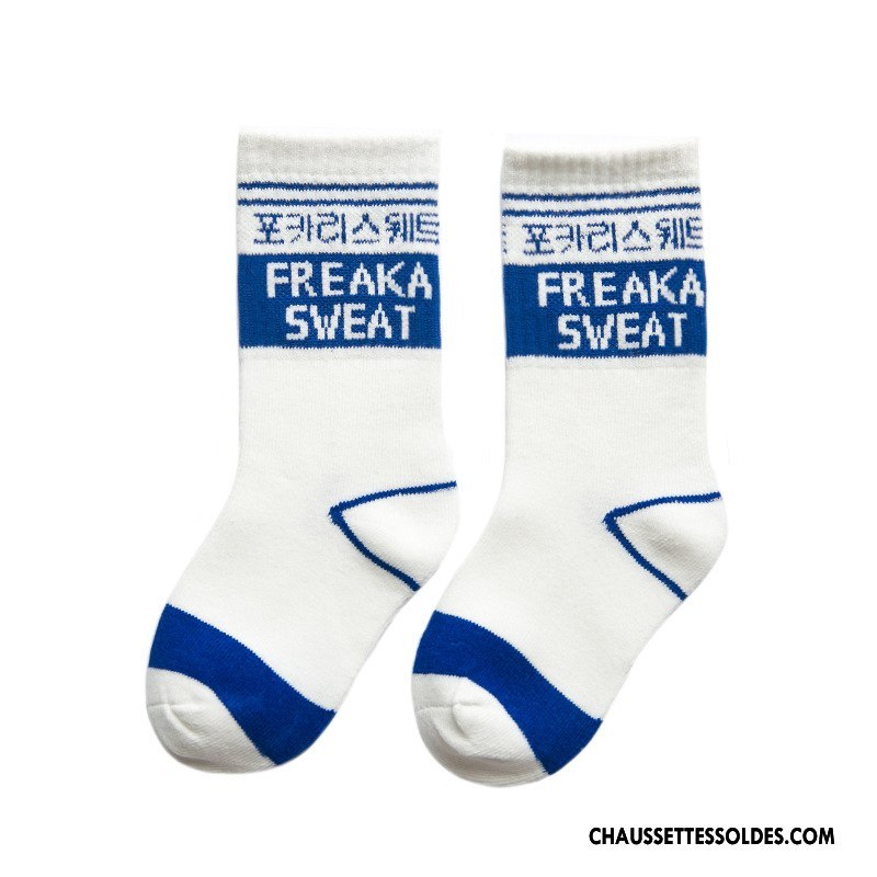 Chaussettes Mi Hautes Fille Enfant Hiver Tendance Mouvement Matelassé Personnalité Blanc