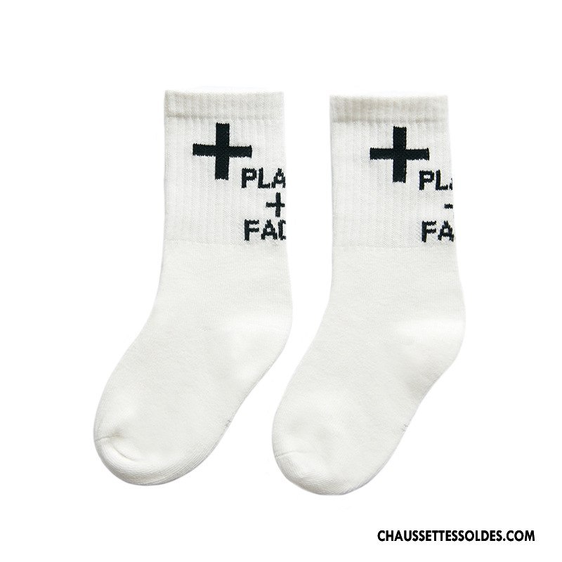 Chaussettes Mi Hautes Fille Enfant Hiver Tendance Mouvement Matelassé Personnalité Blanc