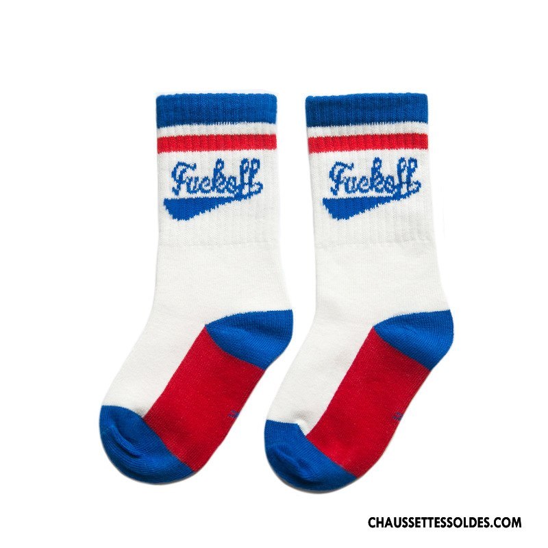 Chaussettes Mi Hautes Fille Enfant Hiver Tendance Mouvement Matelassé Personnalité Blanc