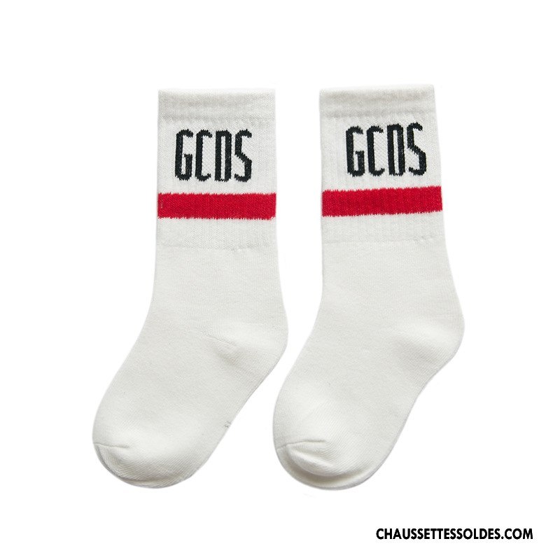 Chaussettes Mi Hautes Fille Enfant Hiver Tendance Mouvement Matelassé Personnalité Blanc