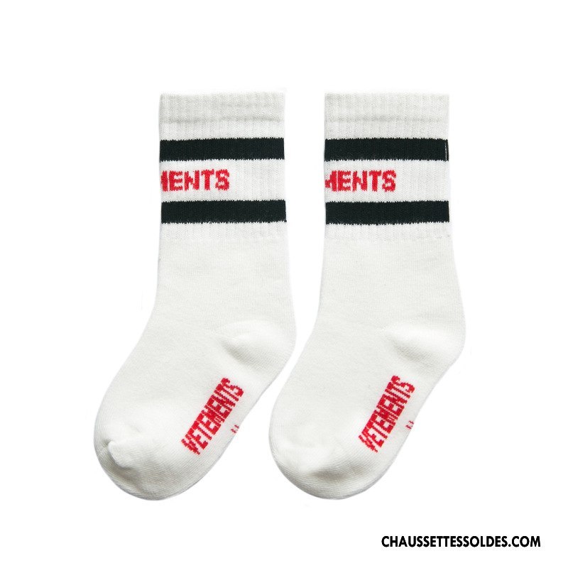 Chaussettes Mi Hautes Fille Enfant Hiver Tendance Mouvement Matelassé Personnalité Blanc